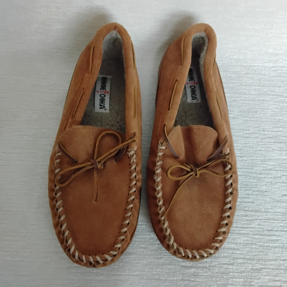 Minnetonka Size 10 Mens Tan Suede Moccasins - Picture 2 of 11